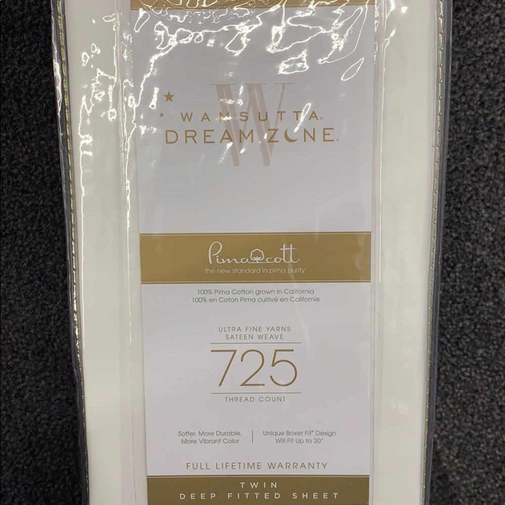 725 Count Cotton Twin White Fitted Sheet